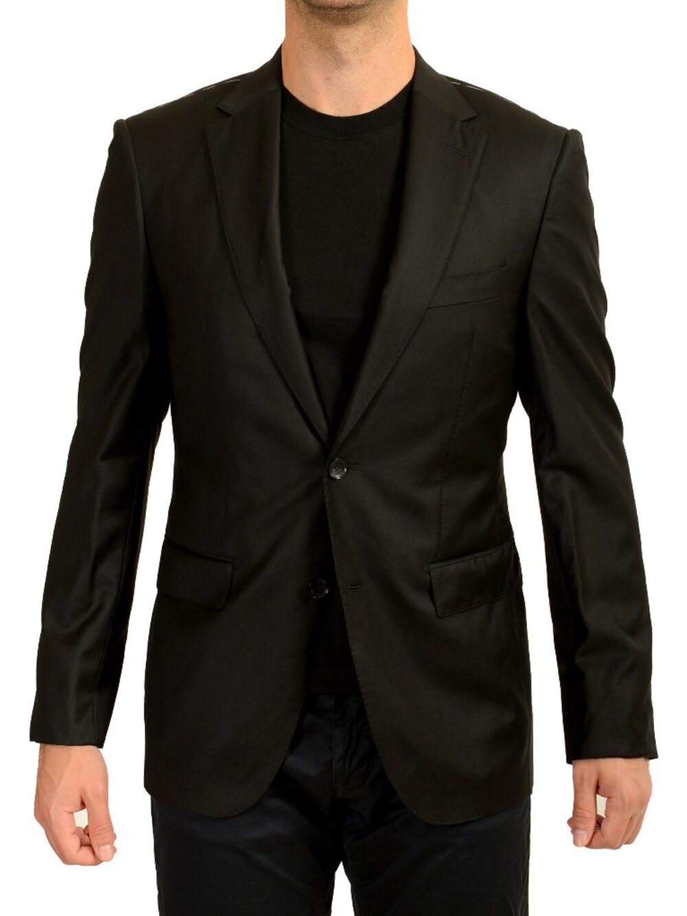 Hugo Boss Men's "T-Jarrod LC" Regular Fit Black 100% Wool Blazer US 38L IT 48L